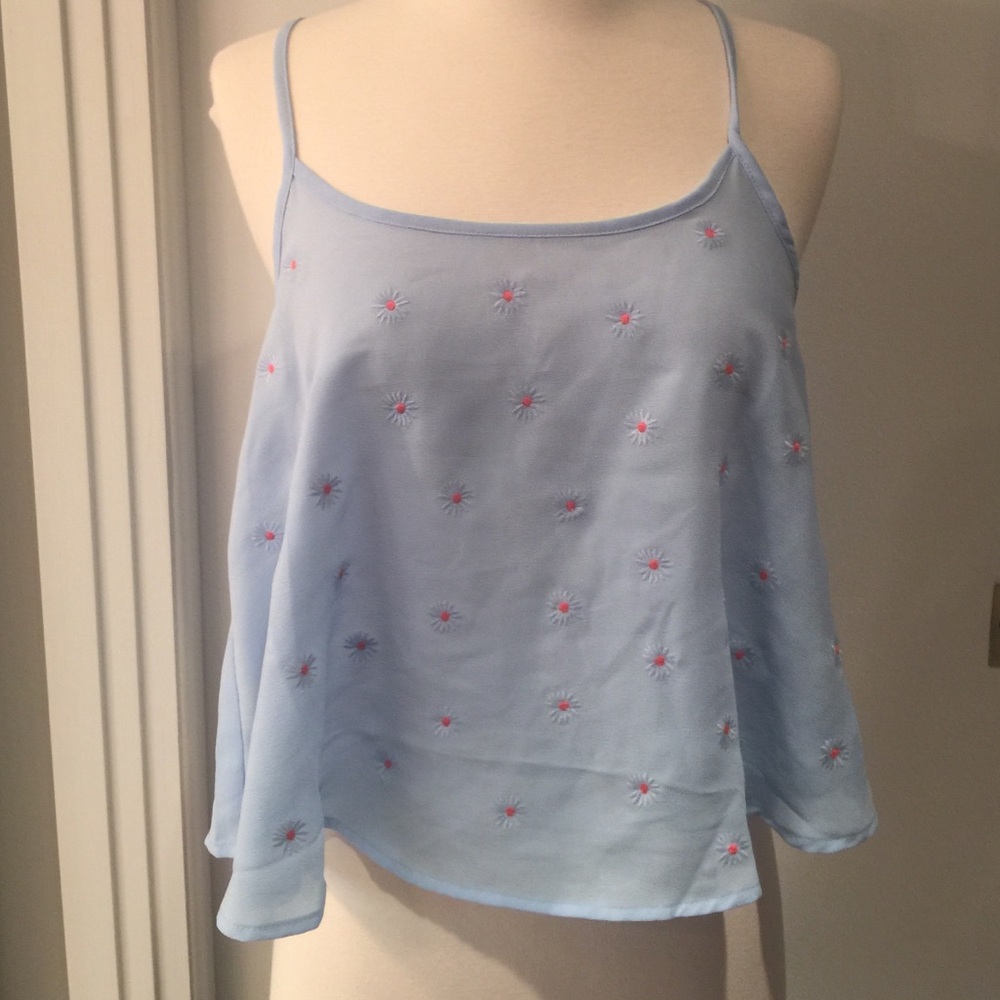Mine Blue Daisy Flowy Crop Top